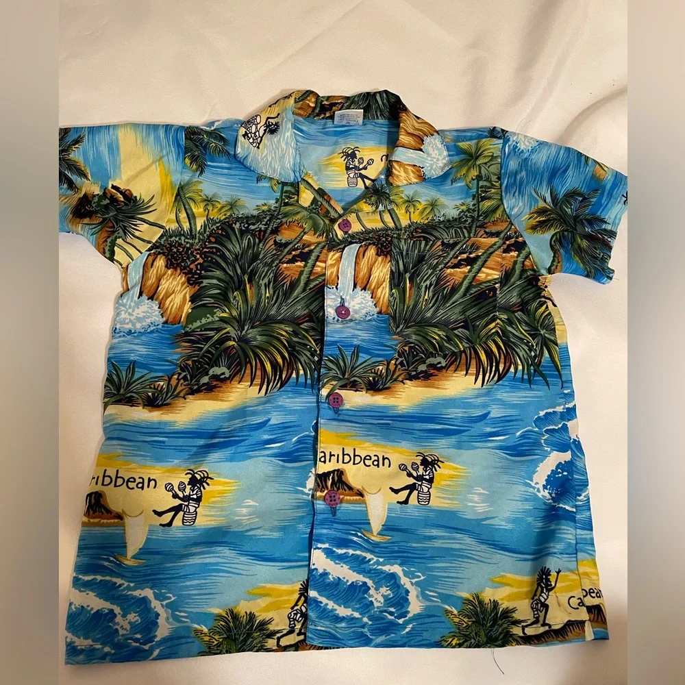 Gymboree swim shorts boys SZ 4 and Hawaiian shirt yellow/blue 2Pc set‎